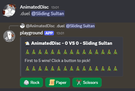 Screenshot of project 'Rock Paper Scissors Discord Dueling Bot'